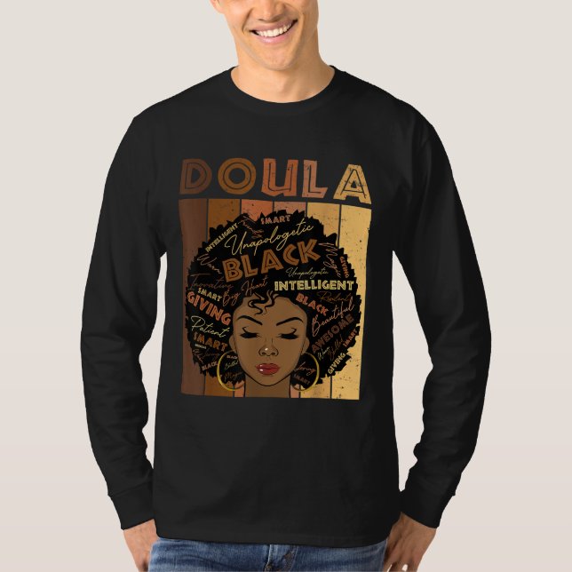 Camiseta Melanin Doula Afro Hair Black History Mês (Frente)