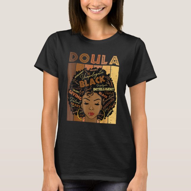Camiseta Melanin Doula Afro Hair Black History Month (Frente)