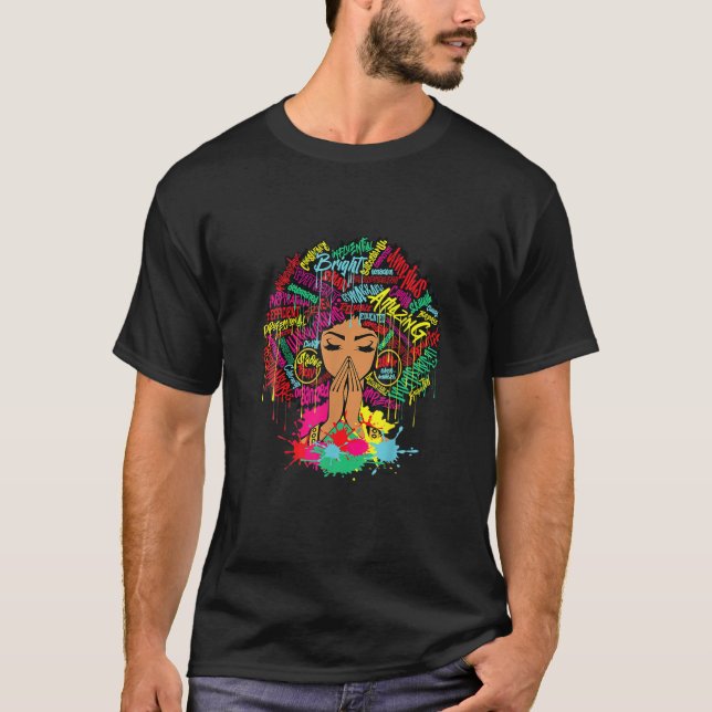 Camiseta Melanin Driart Paint Black Women Brown Skin Girl (Frente)