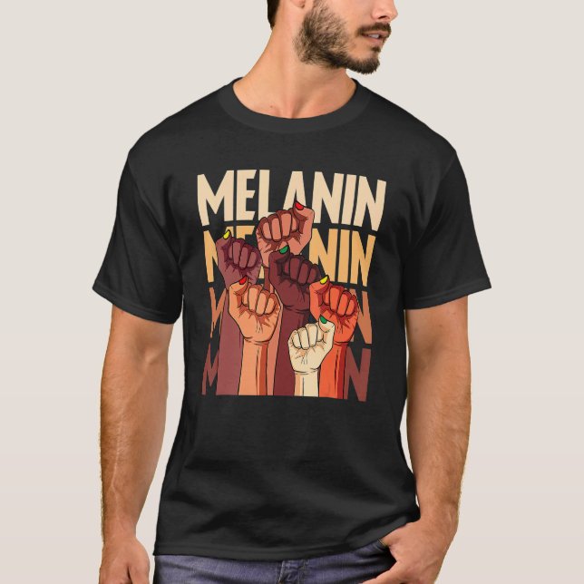 Camiseta Melanin Fist Hands African Pride Black History Mon (Frente)