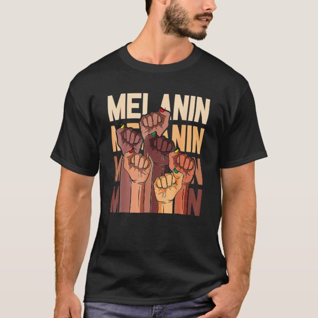 Camiseta Melanin Leaders Black History Month Power Fist Han (Frente)