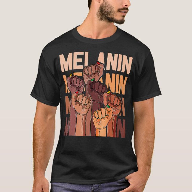 Camiseta Melanin Leaders Power Fist Hand African Black Hist (Frente)