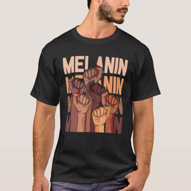 Camiseta Melanin Líder em Pé de Força, Pé de Mão Africano N (Frente)