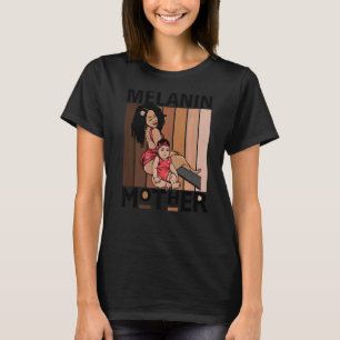 Camiseta Melanin Madre Brown Skin Girls Mãe Menina Negra