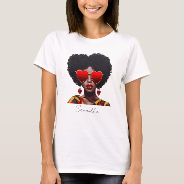 Camiseta Melanin Magic: Rainha Negra Enroscando Formas Card (Frente)