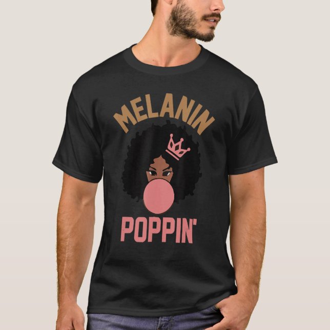 Camiseta Melanin Poppin Para Mulheres Negra História Menina (Frente)