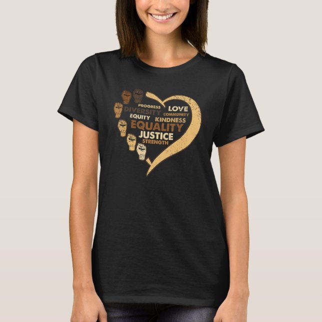 Camiseta Melanin Power Fist Heart Black History Month BLM A (Frente)