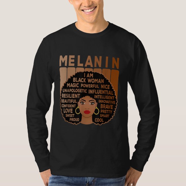 Camiseta Melanin Pride Black Mulher Afro-Americana (Frente)