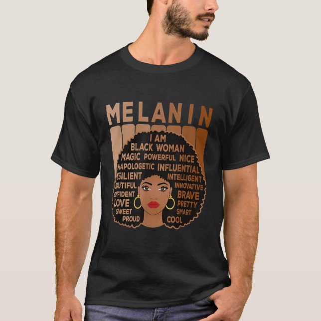 Camiseta Melanin Pride Black Mulher Afro-Americana (Frente)