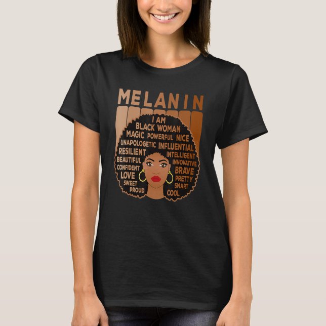 Camiseta Melanin Pride Black Woman Afro American Black Girl (Frente)