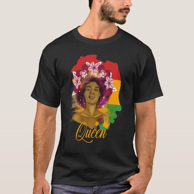 Camiseta Melanin Queen African American Strong Black Natura (Frente)