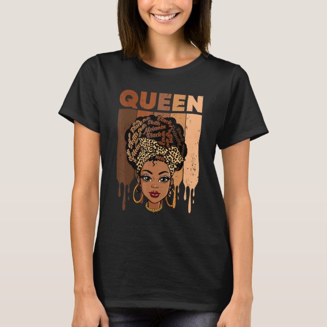 Camiseta Melanin Queen African American Strong Black Natura (Frente)
