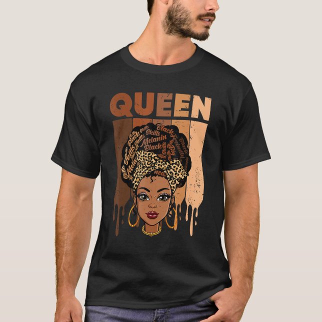 Camiseta Melanin Queen African American Strong Black Natura (Frente)