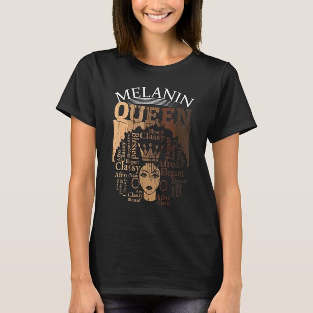 Camiseta Melanin Queen African American Women Black History (Frente)