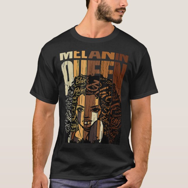 Camiseta Melanin Queen Black History Month Afro African Pri (Frente)