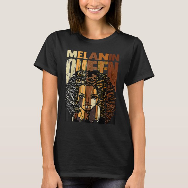 Camiseta Melanin Queen Black History Month Afro African Pri (Frente)