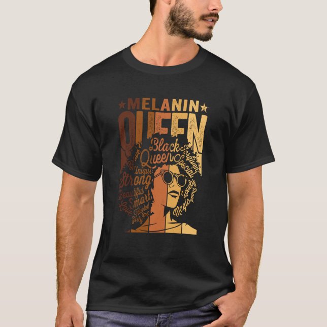 Camiseta Melanin Queen BLM African American Strong Na (Frente)