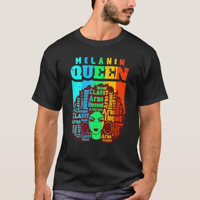 Camiseta Melanin Queen Cute Black Women Sista Sister Fun Be (Frente)