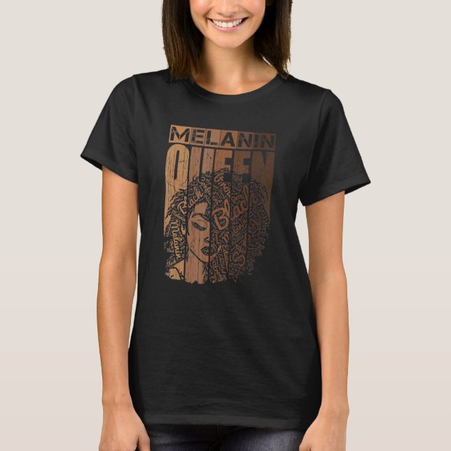 Camiseta Melanin Queen Tee African American Strong Black Na (Frente)