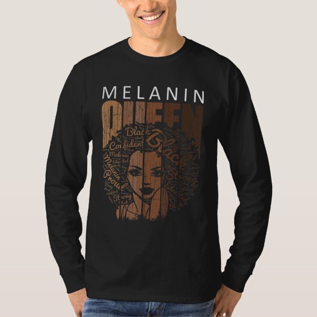 Camiseta Melanin QueenStrong Black African American Natural (Frente)