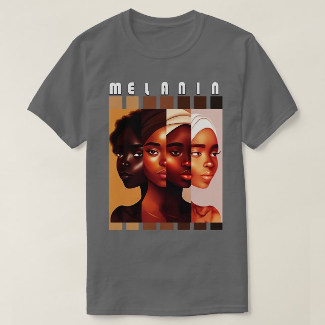 Camiseta Melanin Shades Mulheres Negra Afrocêntricas Orgulh (Frente do Design)