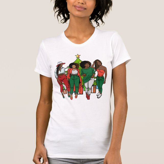 Camiseta Melanin Sistas Árvore de Natal e Oferece Meninas N (Frente)