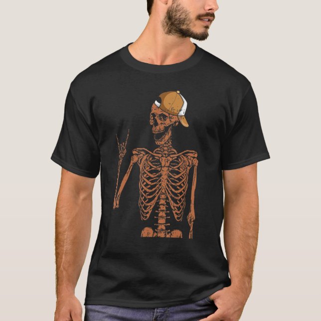 Camiseta Melanin Skeleton Rock Hand Black History Mês BLM (Frente)