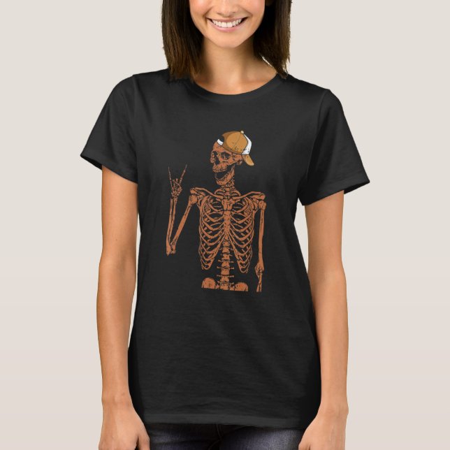 Camiseta Melanin Skeleton Rock Hand Black History Month BLM (Frente)