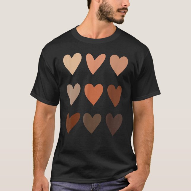 Camiseta Melanin Skin Tone Hearts, Be Kind, Black History M (Frente)