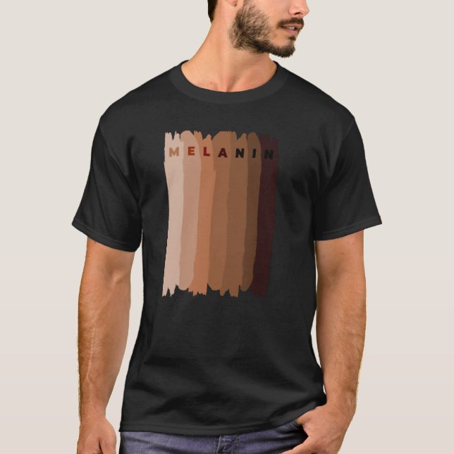 Camiseta Melanin Skin Tones Tinta Pincel Cava Orgulho Negro (Frente)