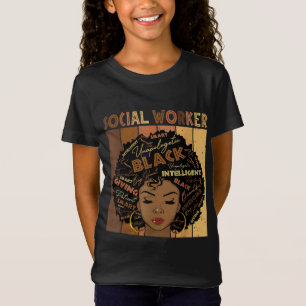 Camiseta Melanin Social Worker Afro Hair Black History Mont