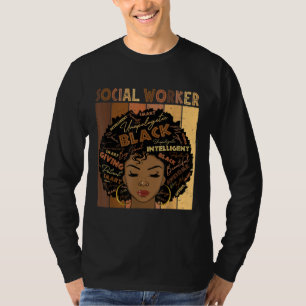 Camiseta Melanin Social Worker Afro Hair Black History Mont