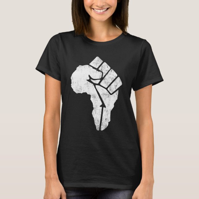 Camiseta Melanina África Mapa da História Negra Mês da Áfri (Frente)
