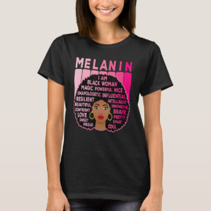 Camiseta Melanina Rosa Orgulho Negro Mulher Negra Afro-Amer