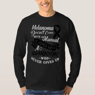 Camiseta Melanoma com um guerreiro que nunca desiste do neg
