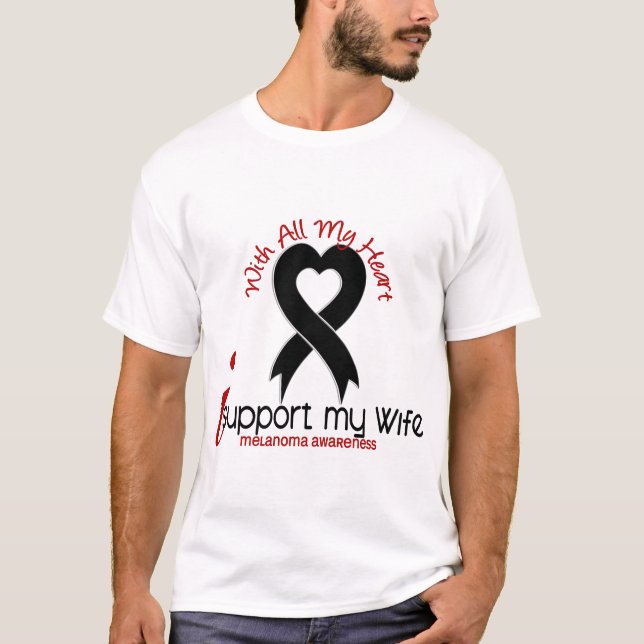 Camiseta Melanoma eu apoio minha esposa (Frente)