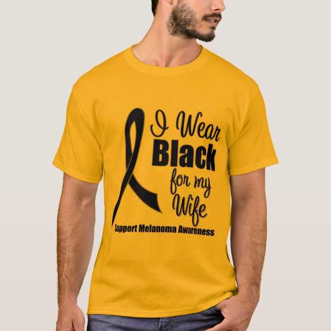 Camiseta Melanoma eu visto o preto para minha esposa (Frente)