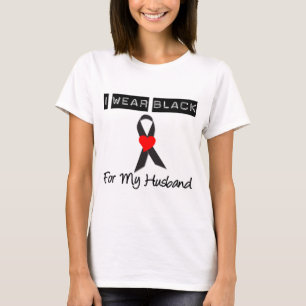Camiseta Melanoma Eu Visto Preto Para O Meu Marido