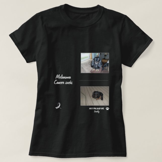 Camiseta Melanoma Pet Tribute Two-Photo Layout (Frente do Design)