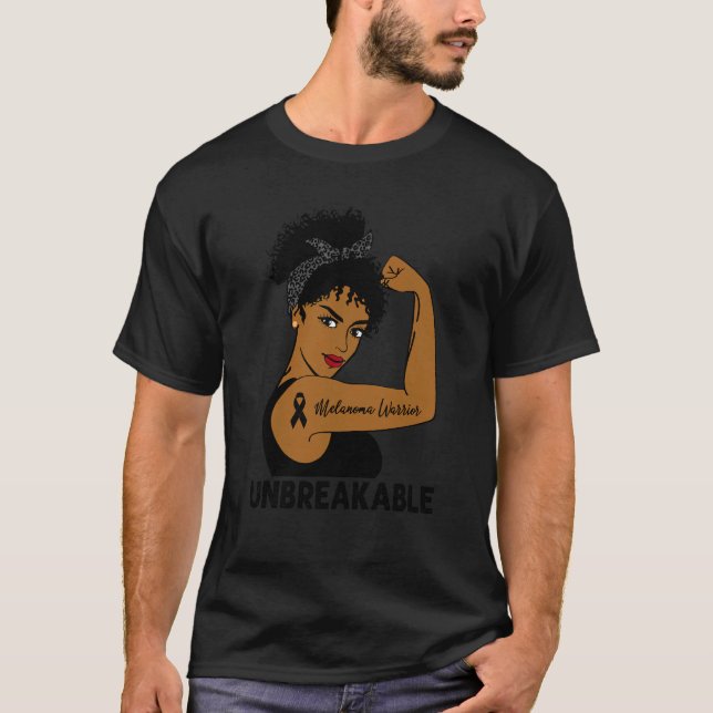 Camiseta Melanoma Warrior Forte Mulheres Negras Isoláveis (Frente)