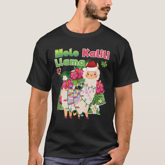 Camiseta Mele Kaliki Llama Kalikimaka Hawaiian Christmas Li (Frente)