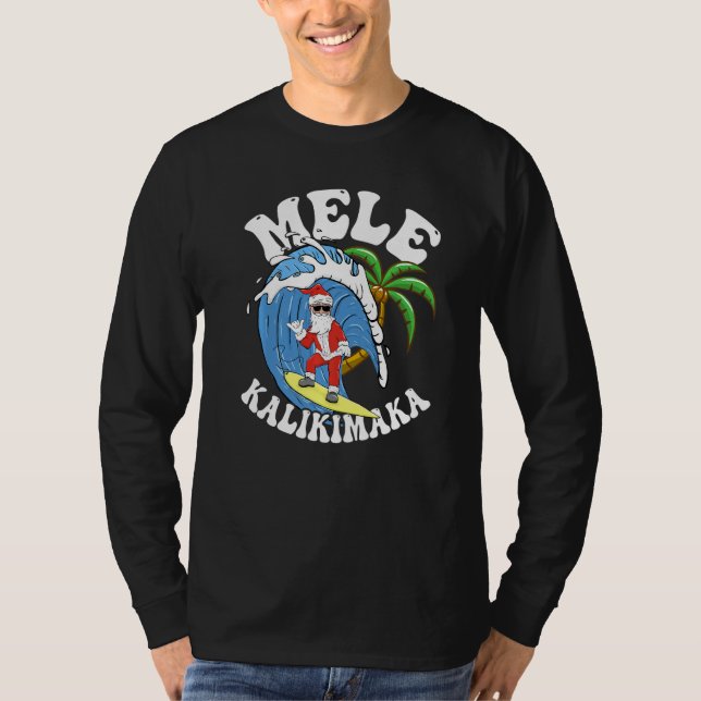 Camiseta Mele Kalikimaka Christmas Surf  Santa Surfing (Frente)