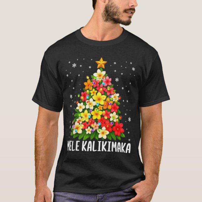Camiseta Mele Kalikimaka Christmas Tree Hawaiian Floral Pjs (Frente)