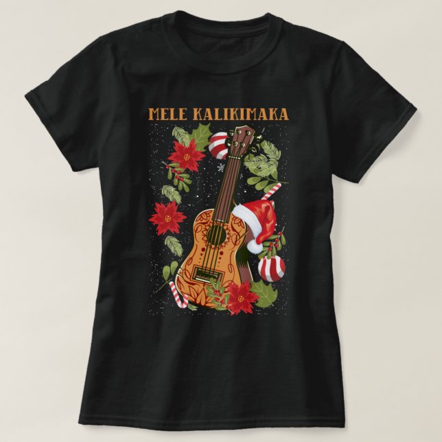 Camiseta MELE KALIKIMAKA Christmas Ukulele Hawaii Gift   (Frente do Design)