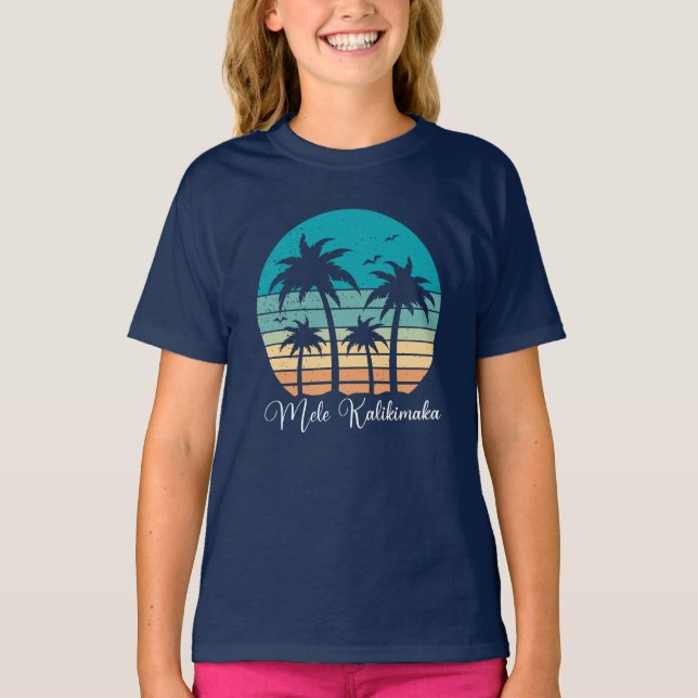 Camiseta Mele Kalikimaka Crianças de Natal Tropicais (Frente)