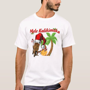 Camiseta Mele Kalikimaka Feliz Natal Havaiano Tiki Deus