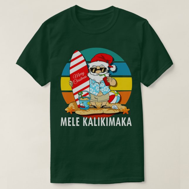 Camiseta Mele Kalikimaka Feliz Natal Retro Havaí San (Frente do Design)