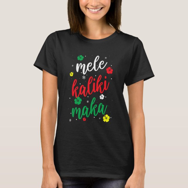 Camiseta Mele Kalikimaka Flor Cute Flower Christmas Aplicat (Frente)