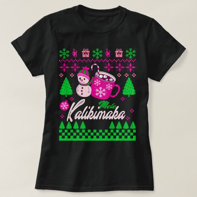 Camiseta mele kalikimaka Groovy Ugly Christmas (Frente do Design)