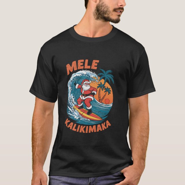 Camiseta Mele Kalikimaka Havaí Papai noel Cristo Feliz Hava (Frente)